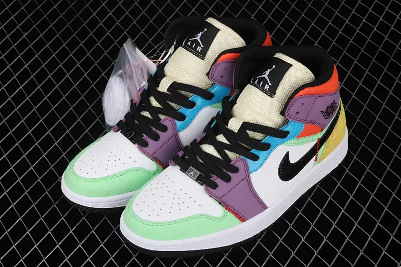 All categories Air Jordan Jordan series basketball shoes Air Jordan 1 Mid Air Jordan 1 Mid AJ1 Joe 1 Zhongbang color stitching CW1140-100